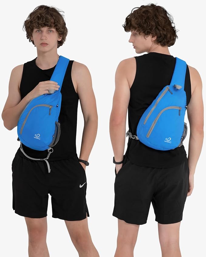 WATERFLY Crossbody Sling Bag Small Water Resistant Backpack Lightweight Shoulder Chest Daypack for Men Women Hiking Travel