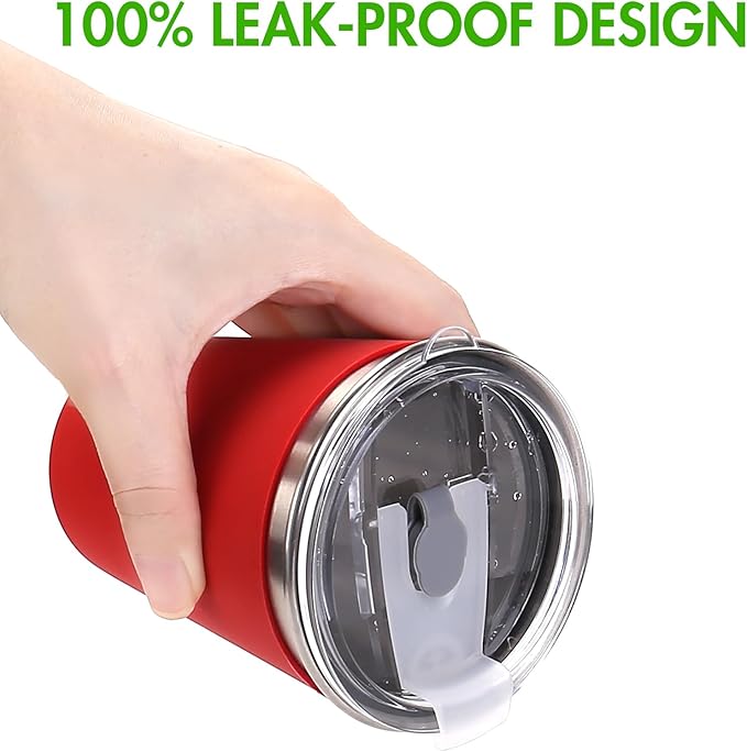 Kids Stainless Steel Cups with Lids, Spill Proof Metal Tumblers With Stainless Steel Straws for Adults, Unbreakable Toddle Cups with Full Wrapped Anti-Scald Sleeves for Hot and Cold Drinks.6Pack.12oz