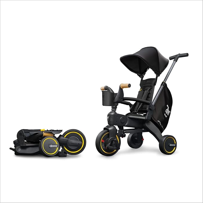 Doona Liki Trike S5, Nitro Black - 5-in-1 Compact, Foldable Tricycle - Suitable for Toddlers 10 to 36 Months