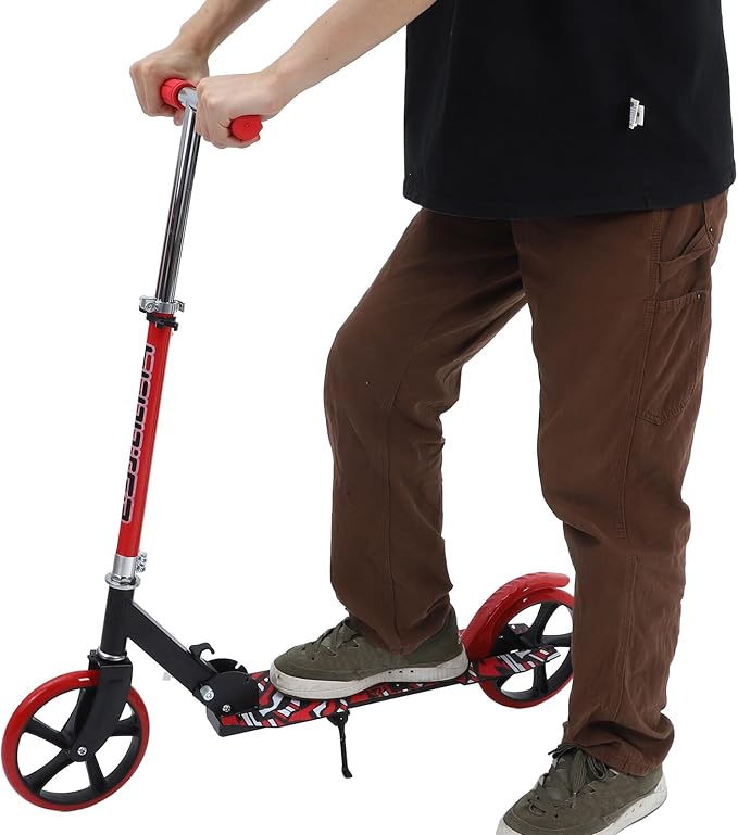 Folding Kick Scooter for Ages Lightweight Collapsible Scooter with Handlebar Height for Boys and Stable Balance Commuter Red
