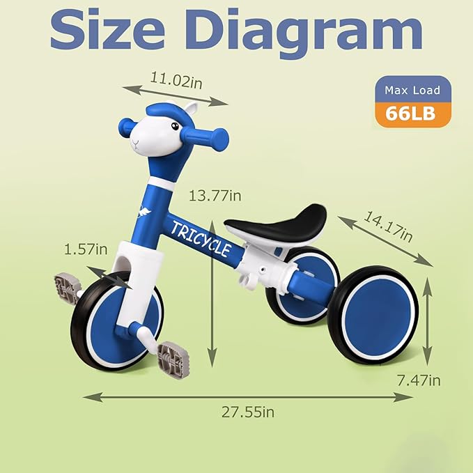 Tricycle for Toddlers 3 Year Olds, Toddler Balance Bike for Boys Girls 2-4, Toddler Tricycle with Light & Music Front, Kids Bicycle with Removable Pedal, Birthday Gifts for 2 3 4 5 Year