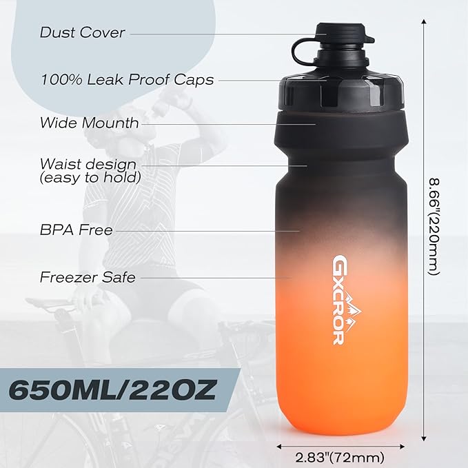 GXCROR Bike Water Bottle Holder with Bottle Combo, Lightweight, Durable & Secure Water Bottle Cage Set, Easy Installation, Fit for Sport Outdoor Cycling, MTB Road