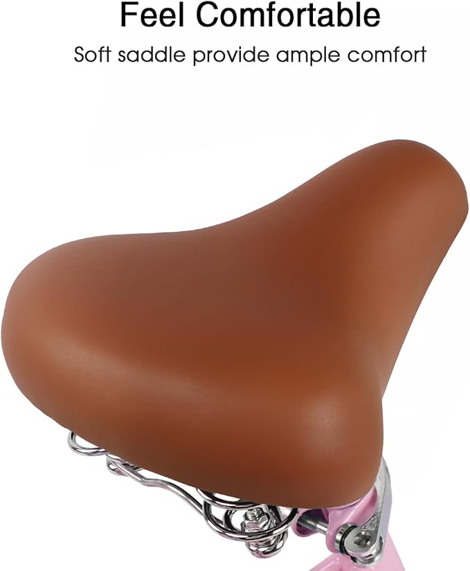 Glerc 20 24 26 Inch Beach Cruiser Bike, 6-Speed Hybrid City Bicycle for Girls Youth and Over 6 Years Old, Missy Bike with Wicker Basket & Lightweight, Multiple Colors