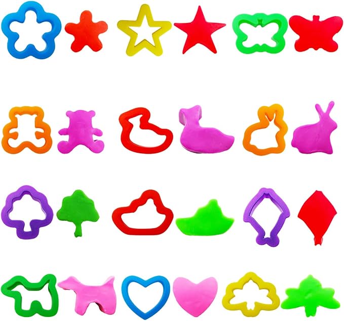 FRIMOONY Plastic Dough Tools, Various Animal Molds, Rolling Pins, for Creative Dough Cutting, 45 PCS