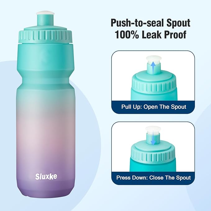 2Pack 32oz Bike Water Bottle, 1000ml Sports Cycling Water Bottle Easy to Squeeze, Lightweight Fits Most Bike Cages Bicycle