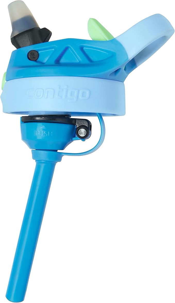 Contigo Kids Water Bottle with Redesigned AUTOSPOUT Straw, 14oz., 2 Pack, Blue Poppy and Periwinkle & Blue Poppy with Periwinkle and Into the Clouds