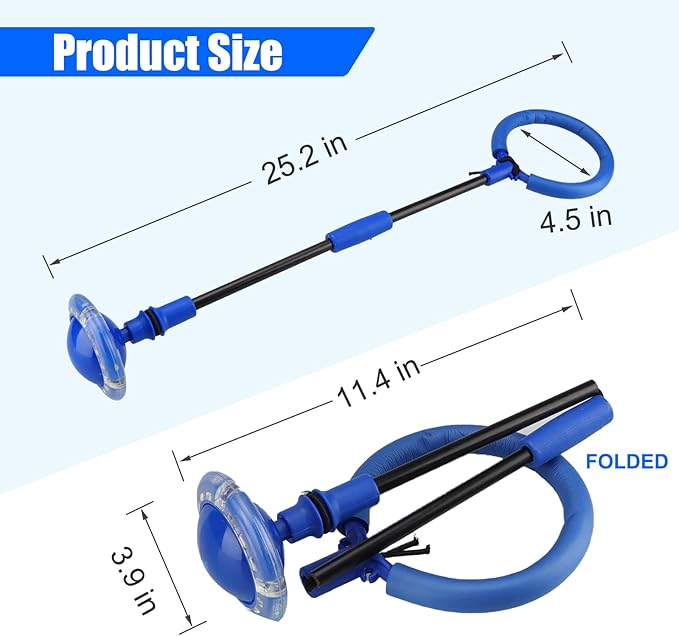 Ankle Skip Ball for Kids - Foldable Flash Wheel Skip Ball, Outside Game Toys for Kids & Adults, Gift for Boys & Girls Age 5 6 7 8 9 10 Years Old, Blue