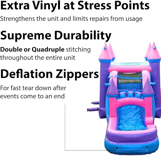 TentandTable Inflatable Bounce House Water Slide for Kids 5-12 Large, Commercial Grade Mega Bouncy Castle for Adults, Jump House, Includes Electric Air Blower, 32' L x 16' W x 15' H, Pink