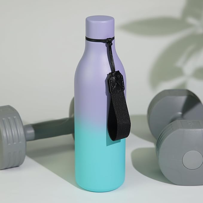 BJPKPK Insulated Water Bottles, 25 oz Stainless Steel Metal Water Bottle with Strap, BPA Free Leak Proof Thermos, Mugs, Flasks, Reusable Thermos for Sports & Travel, Lavender Mint