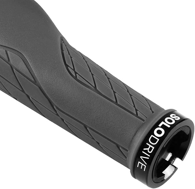 SOLODRIVE Ergonomic Design Mountain Bike Grips, Comfortable Bicycle Handlebar Grips, Single Lock-on and Non-Slip MTB Handle, Fit MTB, E-Bike, Hybrid, Scooter