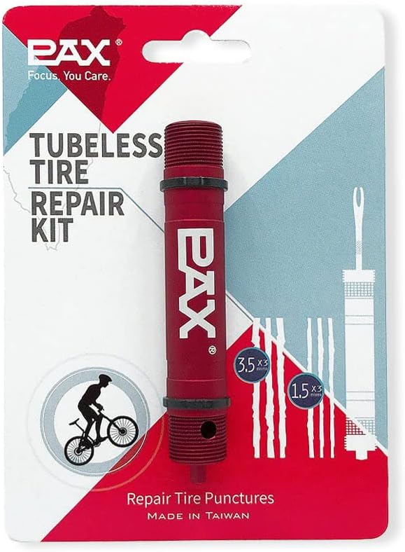 PAX Red Mountain Bike Tubeless Tire Repair Kit, Plus 4mm Hex Key for Emergency Bicycle Repair Kit, Fix Road Bicycle Tire Punctures