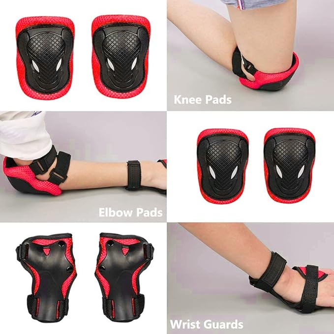 Kids Bike Helmet Skateboard Knee Pads - Kids Helmet Elbow Pads Wrist Guards Adjustable for 5~15yrs Girl Boy Kids Protective Gear Set for Sport Cycling Bike Roller Skating Scooter