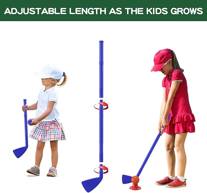 QDRAGON Kids Golf Clubs, Toddler Golf Set with 8 Balls, Putting Mat, 4 Golf Sticks, 2 Practice Holes and Golf Cart with Wheels, Indoor Outdoor Sport Toys for Boys Girls Ages 3 4 5+