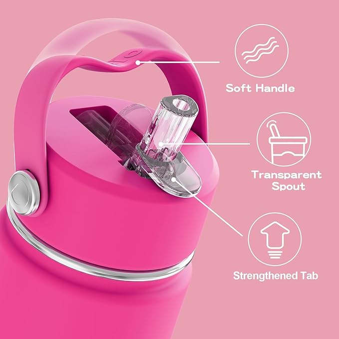 OISIZ 18oz Kids Water Bottle with Straw Lid, Vacuum Insulated Water Bottle 316 Stainless Steel Bottles for Kids for School, Leakproof Water cups, BPA Free and Keep Cold for 24 Hours,Easy to Clean