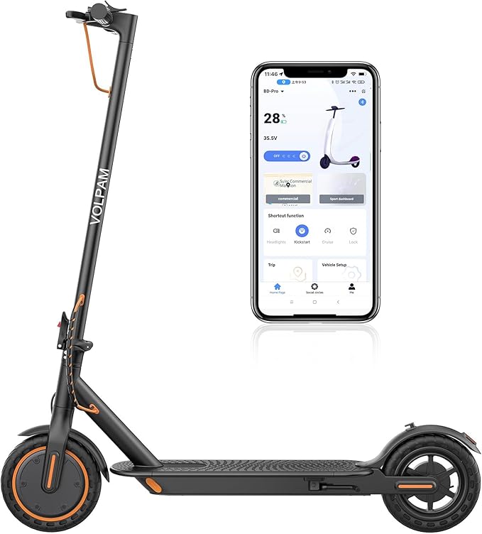 VOLPAM Electric Scooter, 350W/500W Powerful Motor, 8.5"/10" Solid Tires, 19/22Mph, 28/21/12 Miles Range,Dual Braking