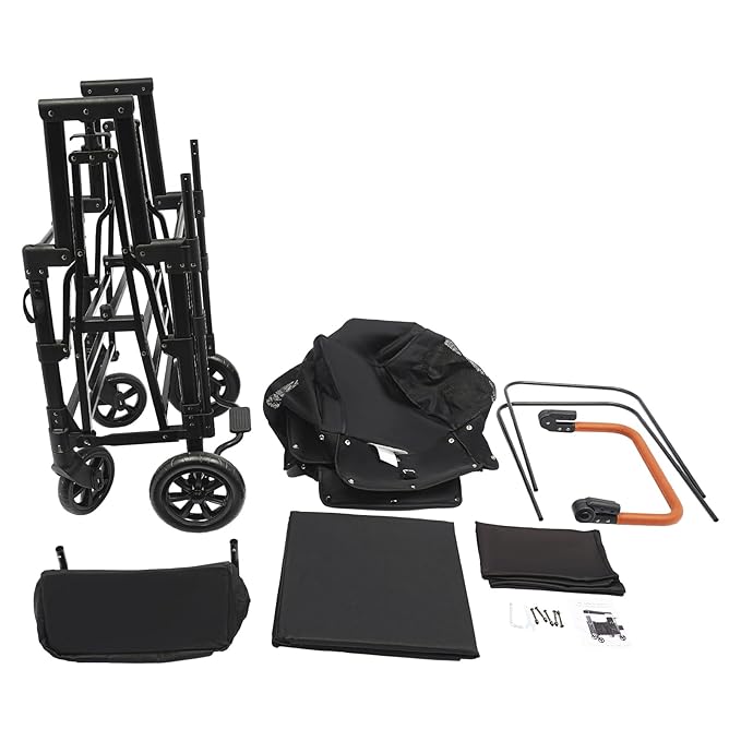 2-Seat Stroller Wagon for Kids, All-Terrain 4-Wheel Push Pull Wagon with 5-Point Harness & Sunshade, Foldable Double Wagon Cart with Adjustable Handle for 0-6 Years Old