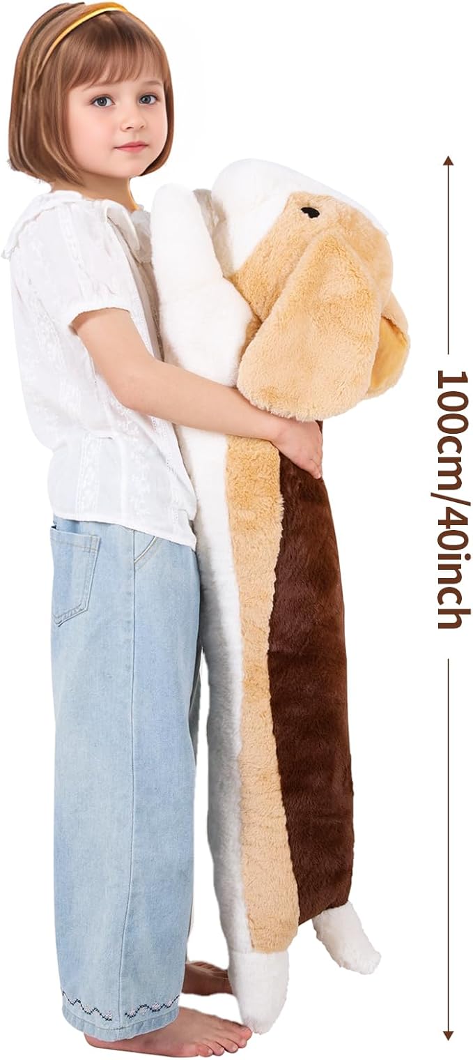 40'' Jumbo Beagle Plush Stuffed Animal, Large Beagle Long Body Pillow Plush Toy, Giant Soft Stuffed Puppy Dog Plushie Gift for Kids Boys Girls, Birthday, Halloween, Christmas