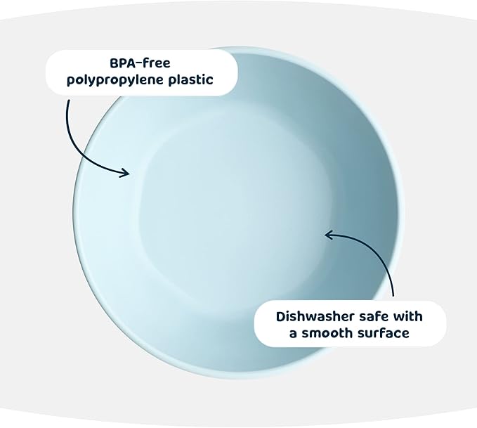 Tiny Twinkle Tableware 3 Pack Dish Set- BPA-Free Cups, Plates and Bowls Sets For Kids and Toddlers - Polypropylene Plastic Dinnerware Set (Sage, Charcoal, IceBlue) Round Bowl