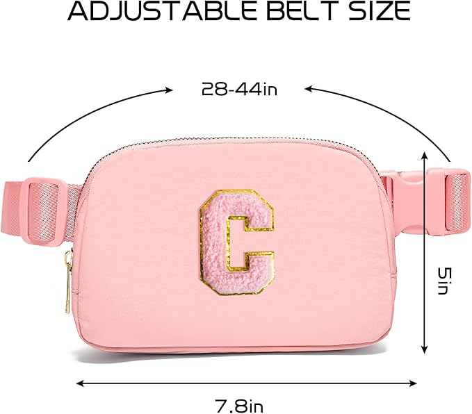Gitus Customizable Gifts for Girls Age 6-8 8-10 Belt Bag Fanny Pack with Initial for Girls Birthday Gifts for Teenager Girls Teen Girl Gifts Trendy Stuff （Light Pink-C）
