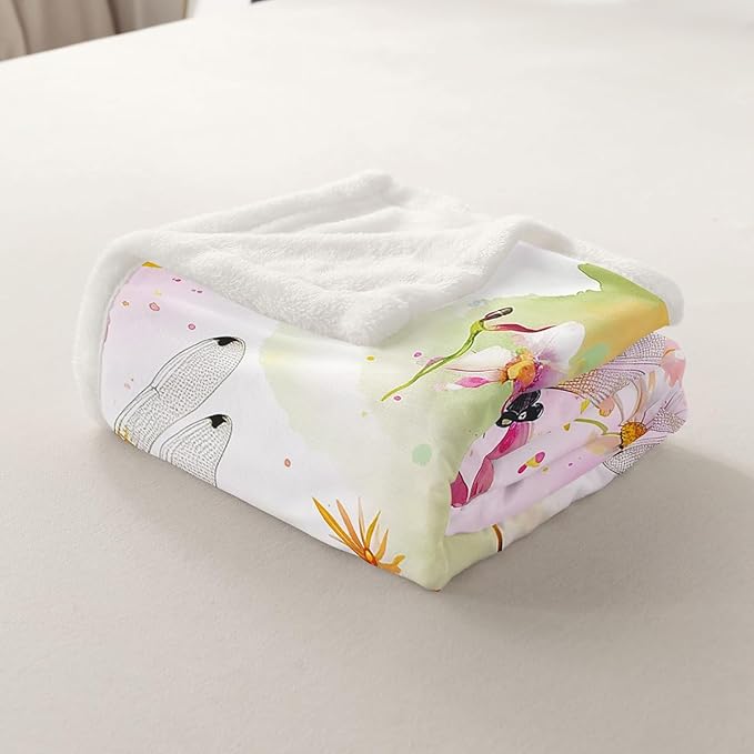 Feelyou Dragonfly Sherpa Blanket for Girls Women Colorful Floral Throw Beautiful Dragonflies Plush Pink Flowers Room Decor Animal Fuzzy Sofa Bed Couch, 50x60 Inch