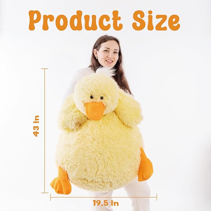 43" Giant Duck Stuffed Animals, Large Stuffed Duck Plush Toys, Big Plush Stuffed Animal, Soft Jumbo Stuffed Animals Gifts for Kids Adults on Birthday Children's Day Christmas or Any Festivals