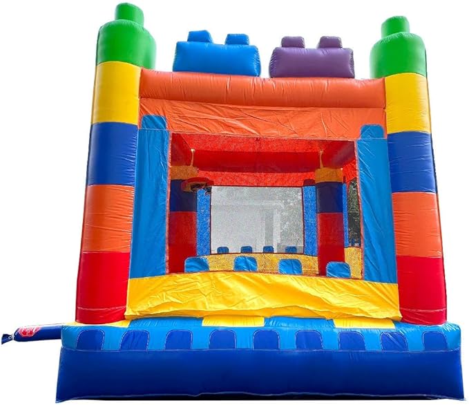 Crossover Building Blocks Inflatable Bounce House, Bouncy Jump Castle for Kids and Toddlers, Outdoor Birthday Party Jumping Bouncer, Commercial-Grade, Without Blower, 13 x 12 x 14.5 Ft