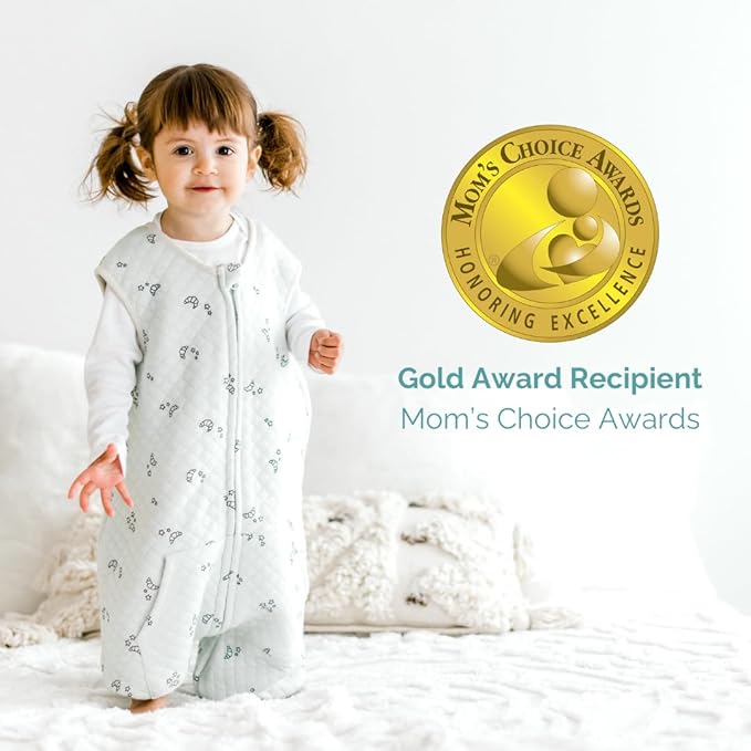 Tealbee Dreamsuit Toddler Sleep Sack with Feet – Walker Sleep Bag with Legs, Rayon made from Bamboo, Summer 0.8 TOG, 2-Way Zipper, 3T-4T - Croissant