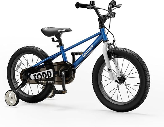 lecoco Kids Bike for Boys Girls, 14 16 18 Inch Children's Bicycle with Training Wheels Pedal Brakes Handbrake & Kickstand Training Bike for Kids and Toddler Multiple Color