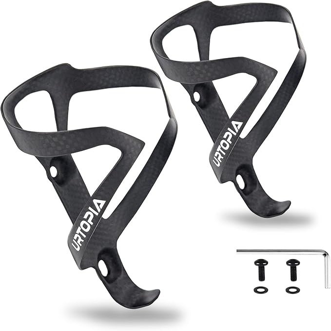 Full Carbon Fiber Bike Water Bottle Holder, Ultra-Light, High Strength Durable Carbon Bottle Cage, Bike Water Bottle Holder Brackets for Road Bike, Mountain Bike, Gravel Bike (2 Pack)