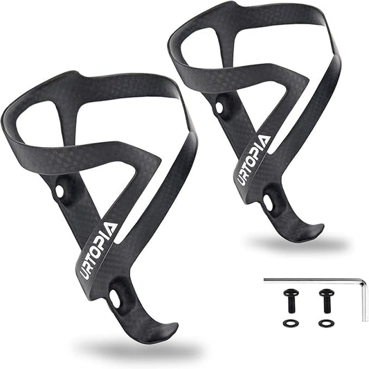 Full Carbon Fiber Bike Water Bottle Holder, Ultra-Light, High Strength Durable Carbon Bottle Cage, Bike Water Bottle Holder Brackets for Road Bike, Mountain Bike, Gravel Bike (2 Pack)
