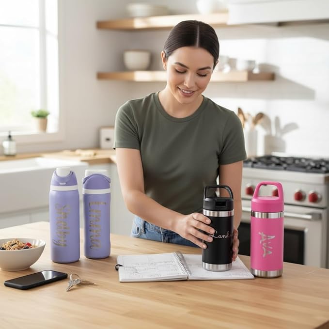 Personalized 12oz tumbler Kids water bottle with name Stainless steel tumbler Cold Hot drink (Vertical/Horizontal Name)