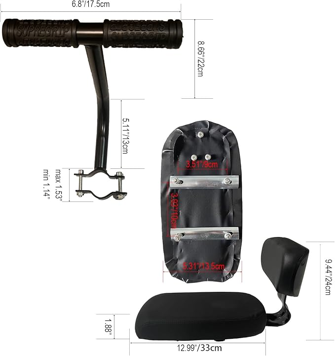 Bicycle Rear Seat with Back,Pu Leather Soft Cushion Bicycle Passenger Seat,Rear Bike Seat Kids Including Cushion and Backrest, Armrest, Footrests