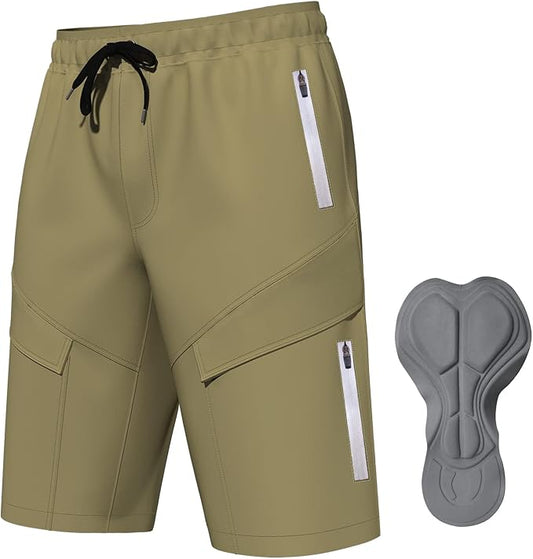 Lo.gas Mountain Bike Shorts for Men,3D Padded Loose-fit Cycling Biking Bicycle Shorts Mens with Underwear Zipper Pockets