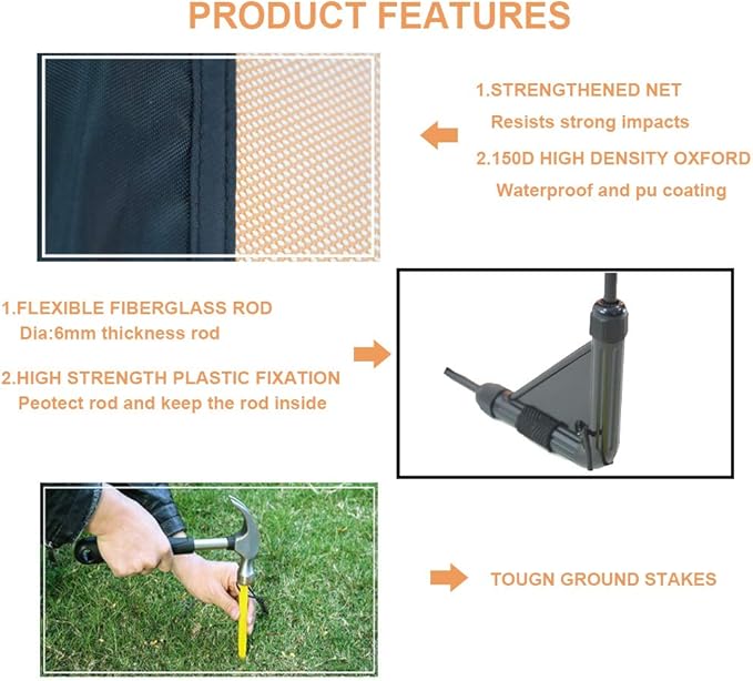 Poray Soccer Goal for Kid Easy-up Set of Two Portable Soccer Net 210D Oxford with 8 Field Marker Cones Extra Stakes Fun for Backyard and Soccer Training