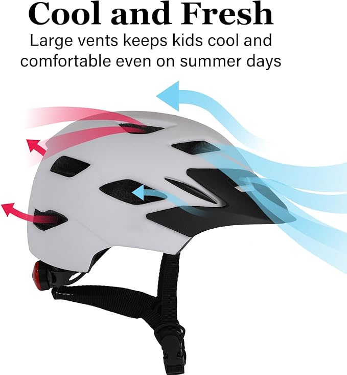 Kids Bike Helmet, Youth Toddler Boys Girls Helmets, 2 Size Adjustable for Ages 2-3-5-8-14 Years, Child Helmet with Visor and LED Light, Lightweight Multi-Sport Bicycle Scooter Cycling Helmets