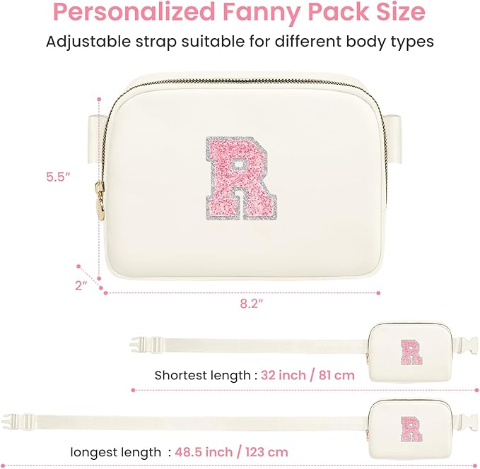 Prize for Girls 8-12, Dance Recital Gifts for Girls Kids, Belt Bag Dance Bag for Teen,Crossbody Bags for Women,Small Travel Waist Packs Kids Fanny Pack Birthday Gifts (Cream, R)