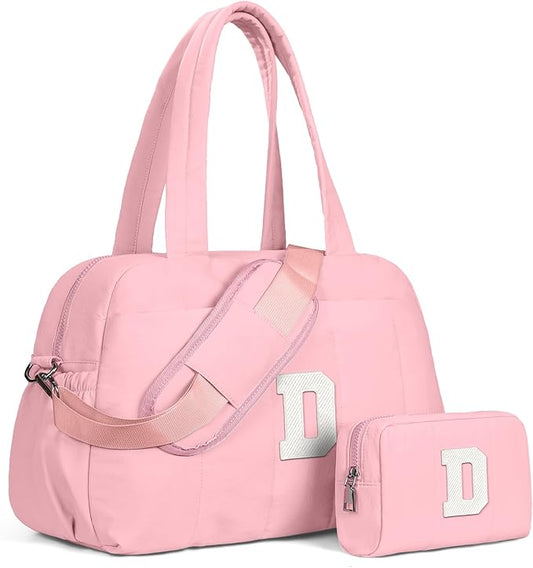 Gifts for Granddaughter, Duffle Bag for Travel, Weekender Bags for Women，Initial Overnight Bag with Wet Pocket，Lightweight Travel Bags Personalized Gym Tote with Makeup Pouch