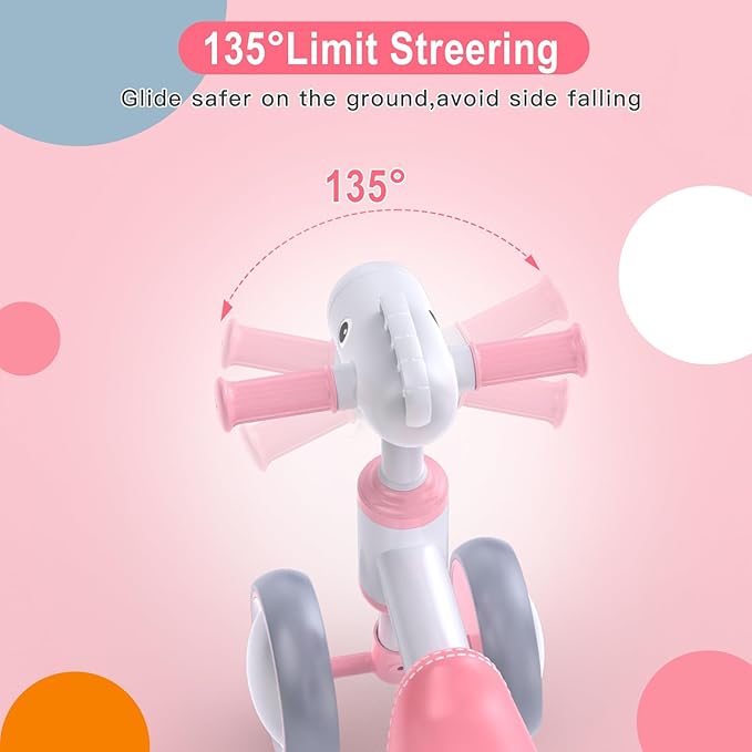 Baby Balance Bike for 1-2 Year Old Boy Girl, Balance Bike for 12-24 Months 4 Wheels Toddler Balance Bike, Baby Bike 1+ Years Toy First Birthday Gifts