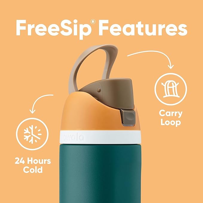 Owala FreeSip Insulated Stainless Steel Water Bottle with Straw for Sports, Travel, and School BPA-Free Sports Water Bottle, 24 oz, Surfs Edge