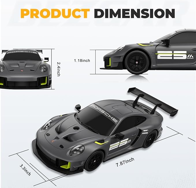 BEZGAR Porsche Remote Control Car - Officially Licensed Porsche 911 GT2 RS Toy Car 1:24 Porsche RC Car Model Vehicle Gift for Boys,Girls,Teens and Adults