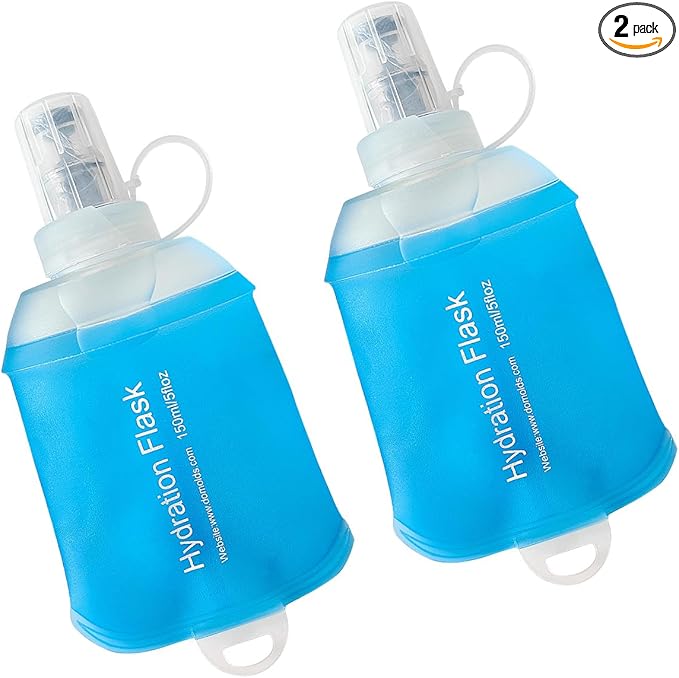 WILDREEDS 150ml Soft Flask, TPU Collapsible Soft Water Bottle for Hydration Pack, Running Vest, Folding Water Bottle for Hiking Cycling Climbing-2Pcs, Blue