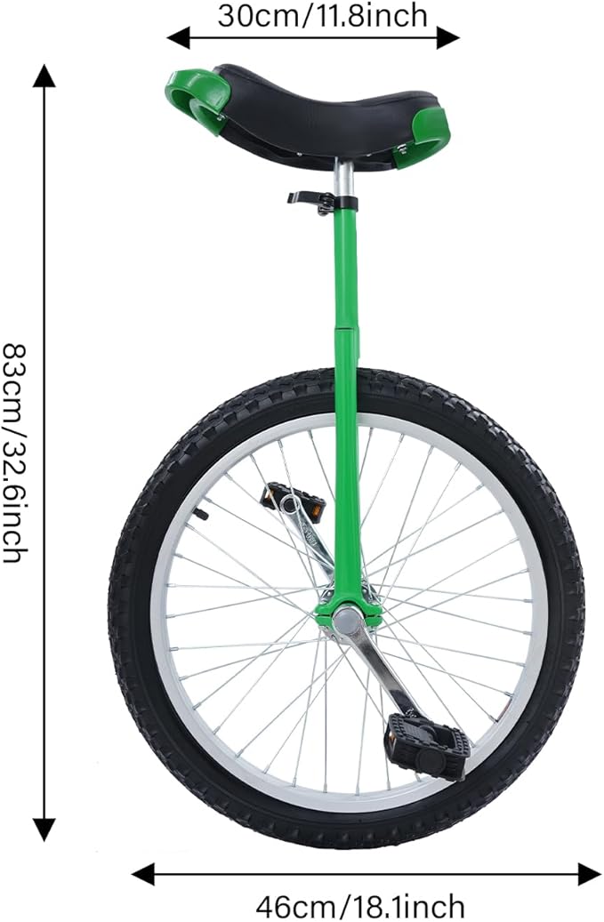 20 Inch Unicycle for Balance Training Outdoor Fitness with Adjustable Seat and Anti-Skid Tread