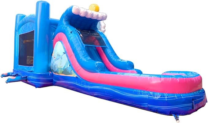 TentandTable Inflatable Bounce House Water Slide for Kids 5-12 Large, Commercial Grade Mega Bouncy Castle for Adults, Jump House, Includes Electric Air Blower, 32' L x 16' W x 15' H, Mermaid Wave