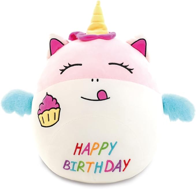 17" Birthday Unicorn Plush Pillow Cute Soft Unicorn Stuffed Animal Pillow Happy Birthday Gifts for Kids Girls and Boys