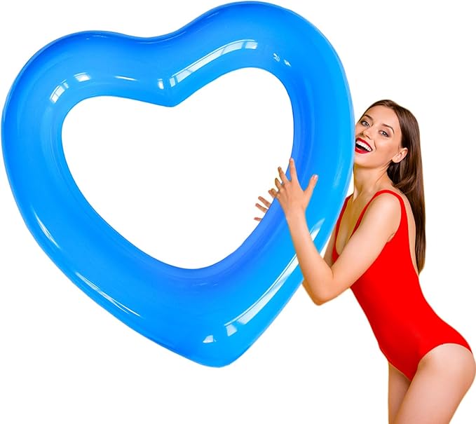 ZHUYNXIR Heart Swimming Pool Float Loungers Tube, Water Fun Beach Party Toys for Kids，Birthday Scene Layout Props.