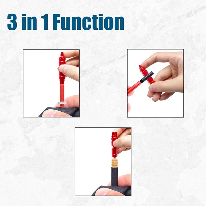 ZUFECY Bike Valve Core Repair Tool for Schrader Presta, Valve Core Remover Tool tubeless Bicycling Tires (Red)