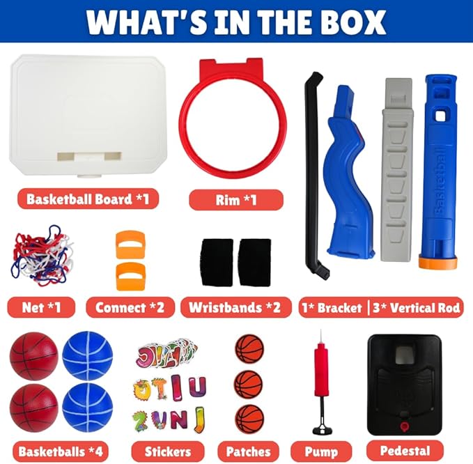 Toddler Basketball Hoop Adjustable for Kids – Grow-with-Me Indoor & Outdoor Basketball Hoop for Toddlers 1-3 with Mini Basketball, Pump, Stable Base, Height Adjustable 2.5 to 5.5 Feet