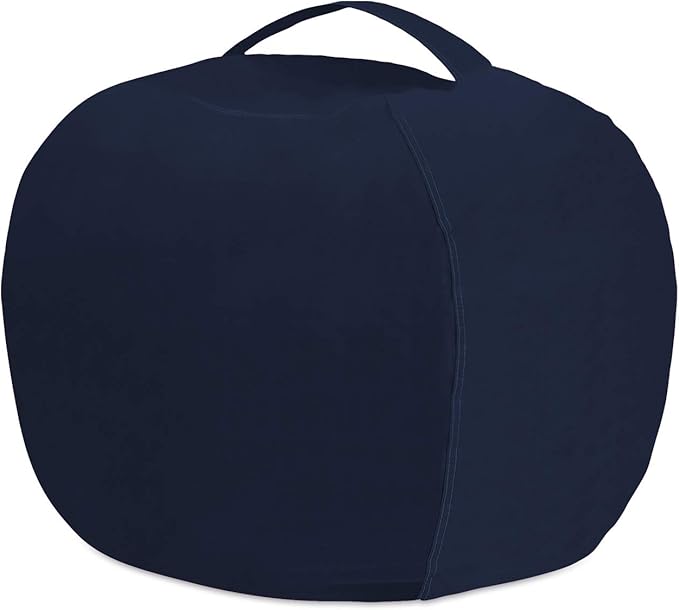Posh Stuffable Kids Stuffed Animal Storage Bean Bag Chair Cover - Childrens Toy Organizer, Medium 27" - Solid Navy Blue