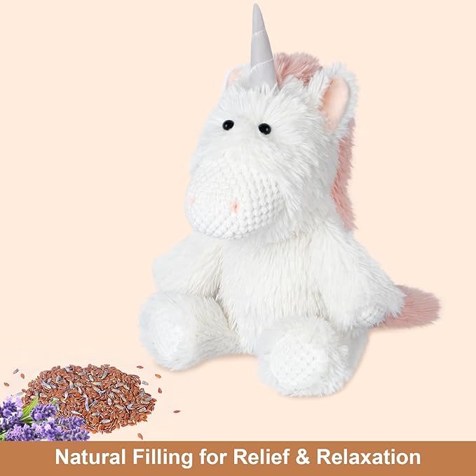 Coolable Warmable Unicorn Stuffed Animal, Microwavable Stuffed Animals Heating Pad for Soothing & Relaxation, Lavender Plushies for Stress Relief, Stuffed Unicorn Gifts for Girls