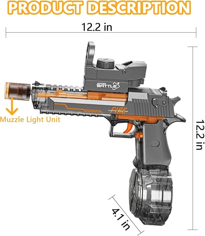 Upgrade Electric Water Gun with LED Light Large Capacity Automatic High-Pressure Powerful Water Gun, Suitable for Children/Adults Summer Swimming Pool Beach Outdoor Toys